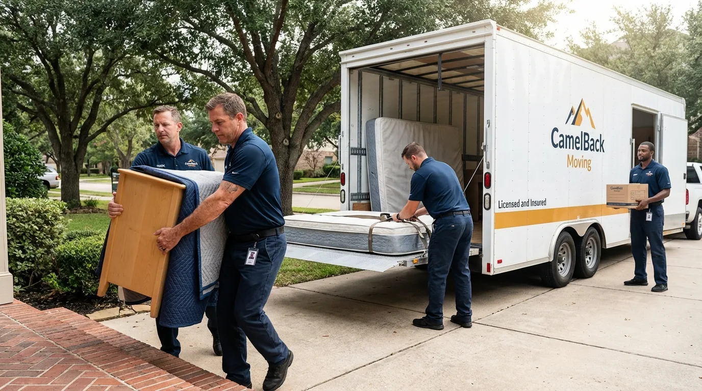 Crew loading residential truck for cross-state move from Forest Park, IL